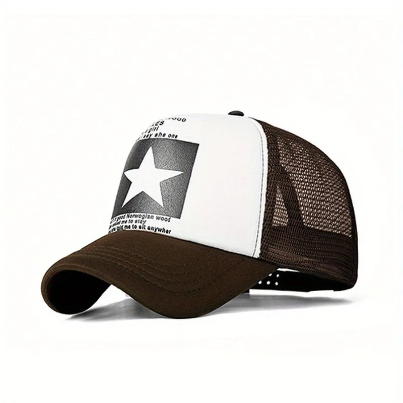 New Fashion Five-Pointed Star Printed Baseball Net Caps Spring and Summer Outdoor Hip Hop Mesh Hats Sunscreen Truck Hatcreen Hat image 3