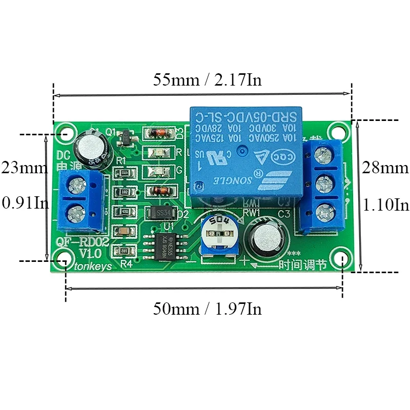 NE555 Timer Delay Relay Module 5V-24V Adjustable 5s-240s 60s Monostable Trigger Switch Board