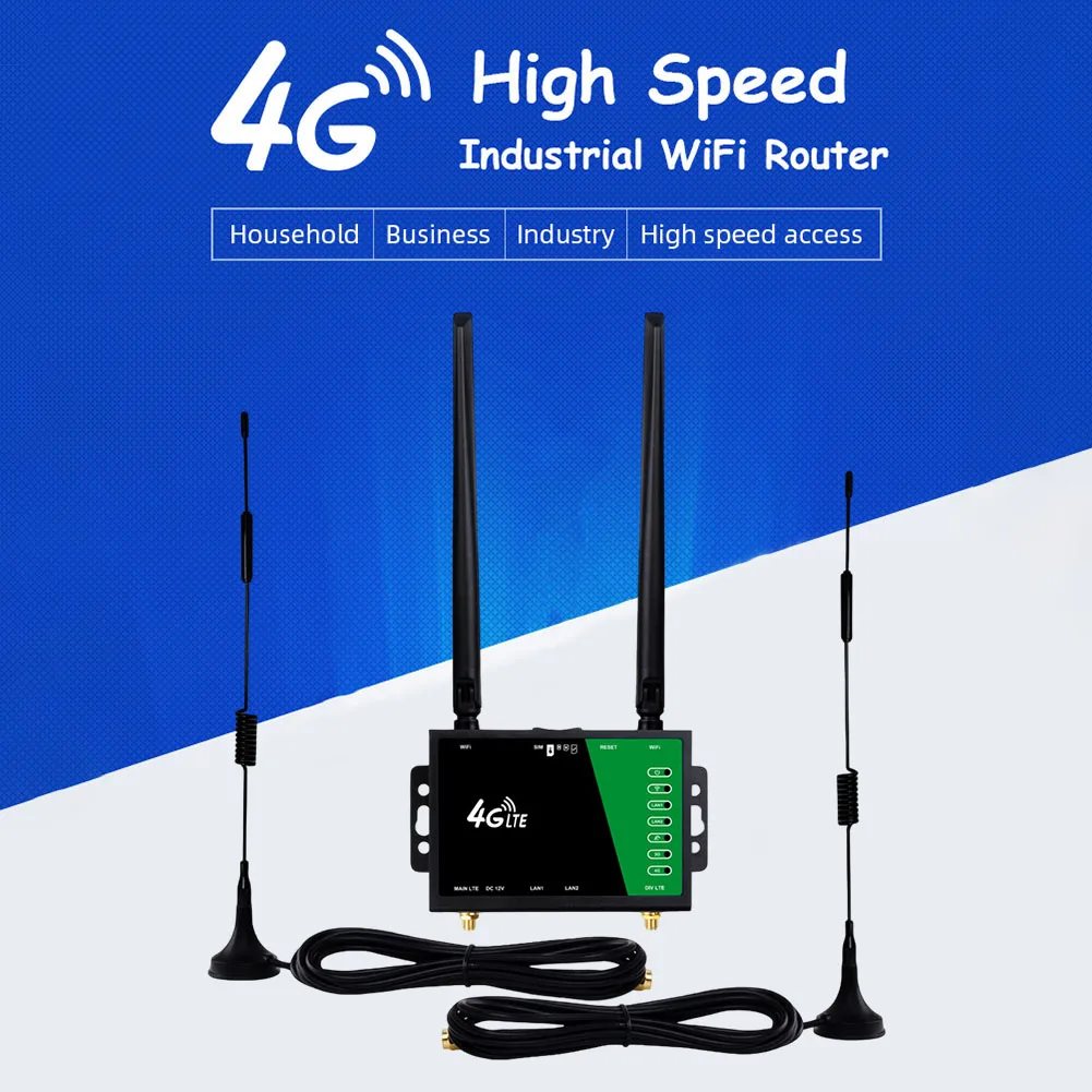 WiFi Router with SIM Card Slot 4 Antennas 4G LTE CPE Router 150Mbps Firewall Protection Modem Router for Home Office