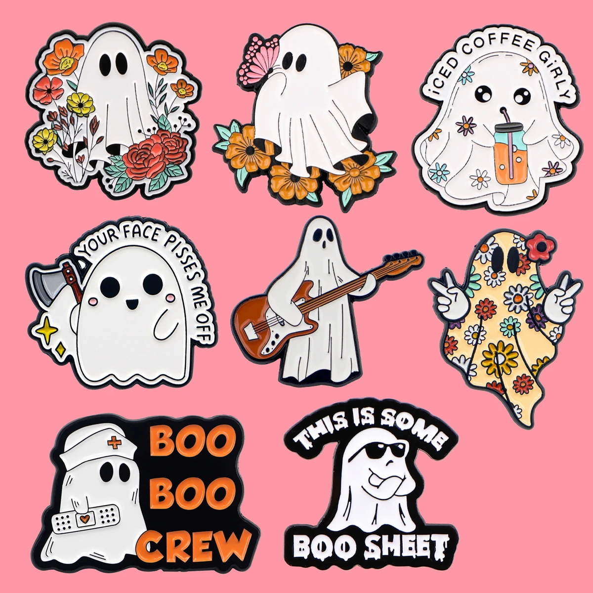 Halloween-Geister-Pins, niedliche Cartoon-Abzeichen, Broschen für Kleidung, Emaille-Anstecknadel, Damen-Abzeichen, Schmuck, Accessoires, Geschenke für Freunde