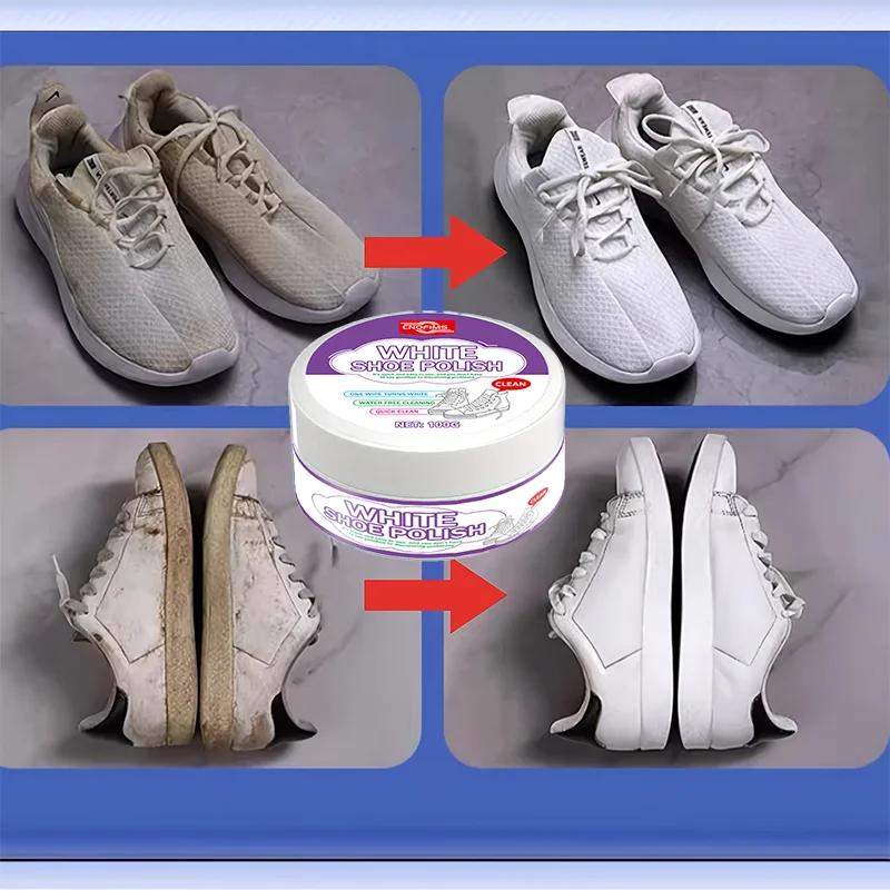 100g white athletic shoe care cream, multi-purpose polishing cream, restores the original shine to shoes and PU leather furnitur