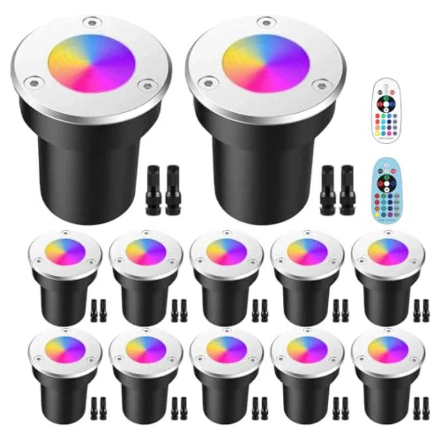 

Low Voltage Landscape Lighting - 6W Color Changing RGB Waterproof Outdoor In-Ground Lights for Yard Garden 12V-24V