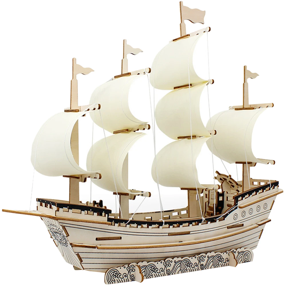 3D Wooden Ship Jigsaw Toy Learning Building Robot Model Sailing Boat Plane Puzzle Aircraft Gift Kids Car Toy For Children Adults