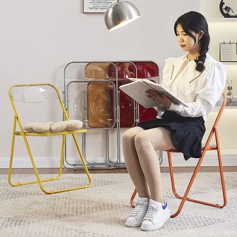 Modern Simple Acrylic Transparent Folding Chair Portable Dining Leisure Chair for Home Living Room Balcony