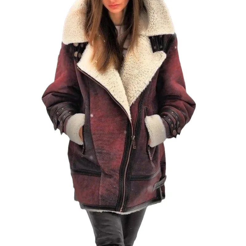 2025 automne hiver nouvelle mode peau de cerf velours fourrure intégrée femmes manteau décontracté costume col femme chaud épais manteaux