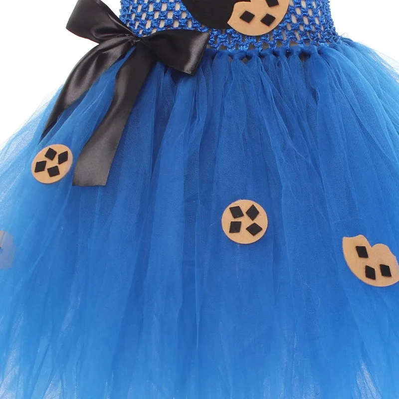 Cartoon Cookie Cosplay Dresses for Girls Monster Halloween Tutu Dress for Kids Toddler Birthday Party Outfit Children Clothes