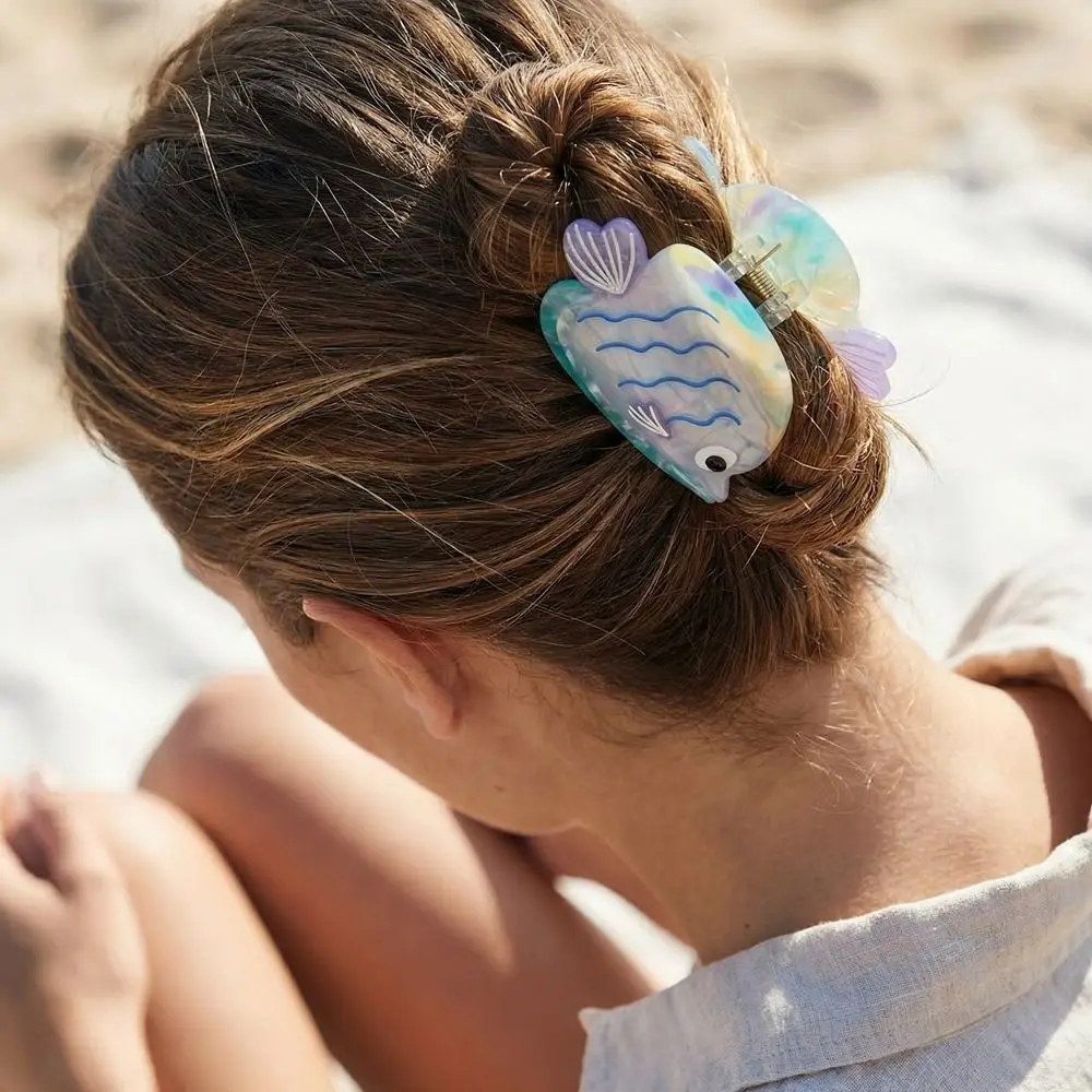 

Заколка-краб для волос в корейском стиле, с дизайном морских животных (рыбка, золотая рыбка), из ацетата, для путешествий