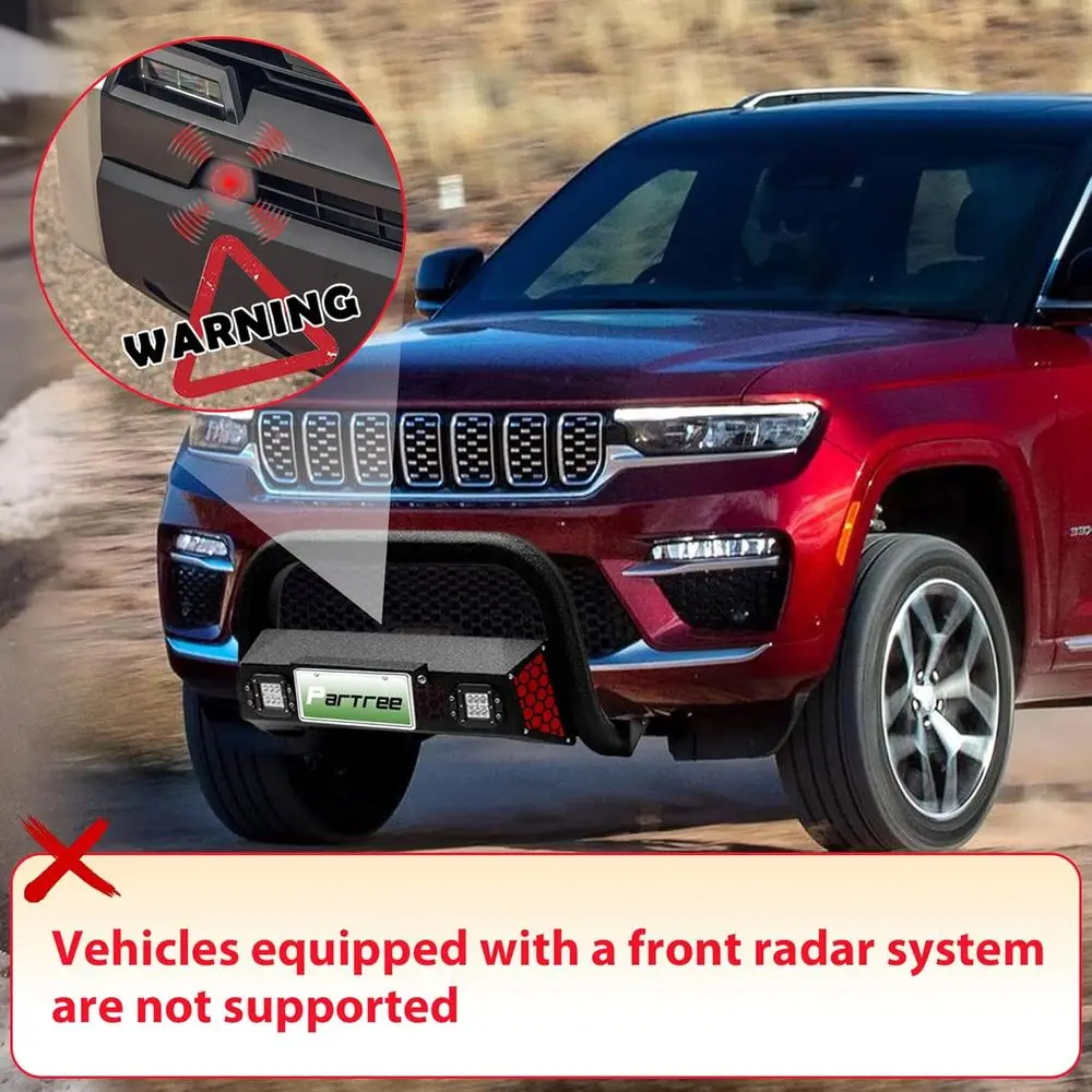 2019-2026 DIY Paintable Front Bumper Brush Guard with LED Lights and License Plate Bracket
