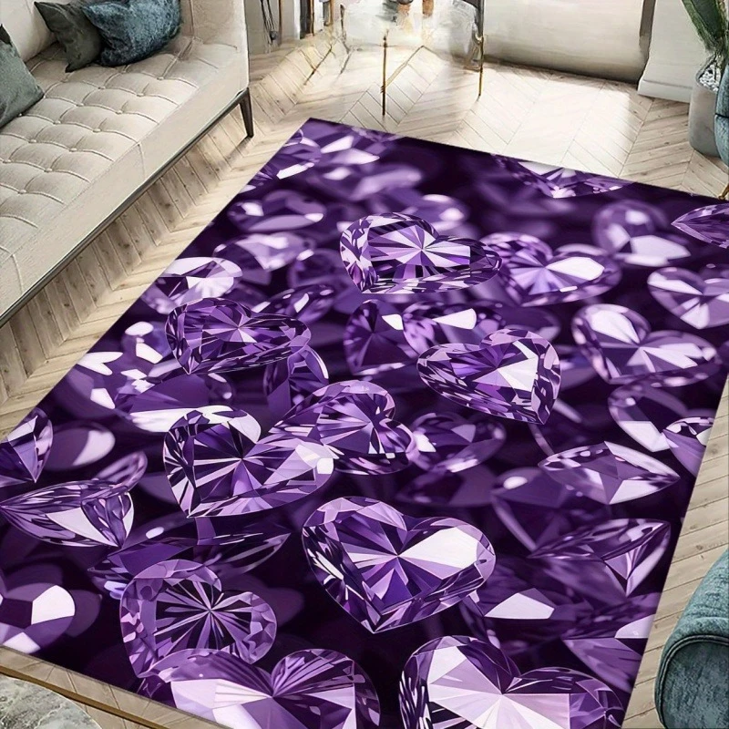 Cracked Volcanic Lava Magma Optical Illusion Area Rug, Glowing Hot Rock Creative Visual Non-slip Floor Mat for Living Room