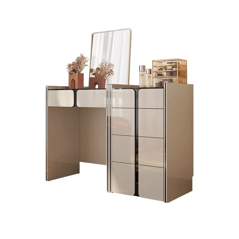 

Modern Deluxe Light Emitting Diode Dresser with Mirror MDF Bedroom Storage Dresser with Powder Room Drawer