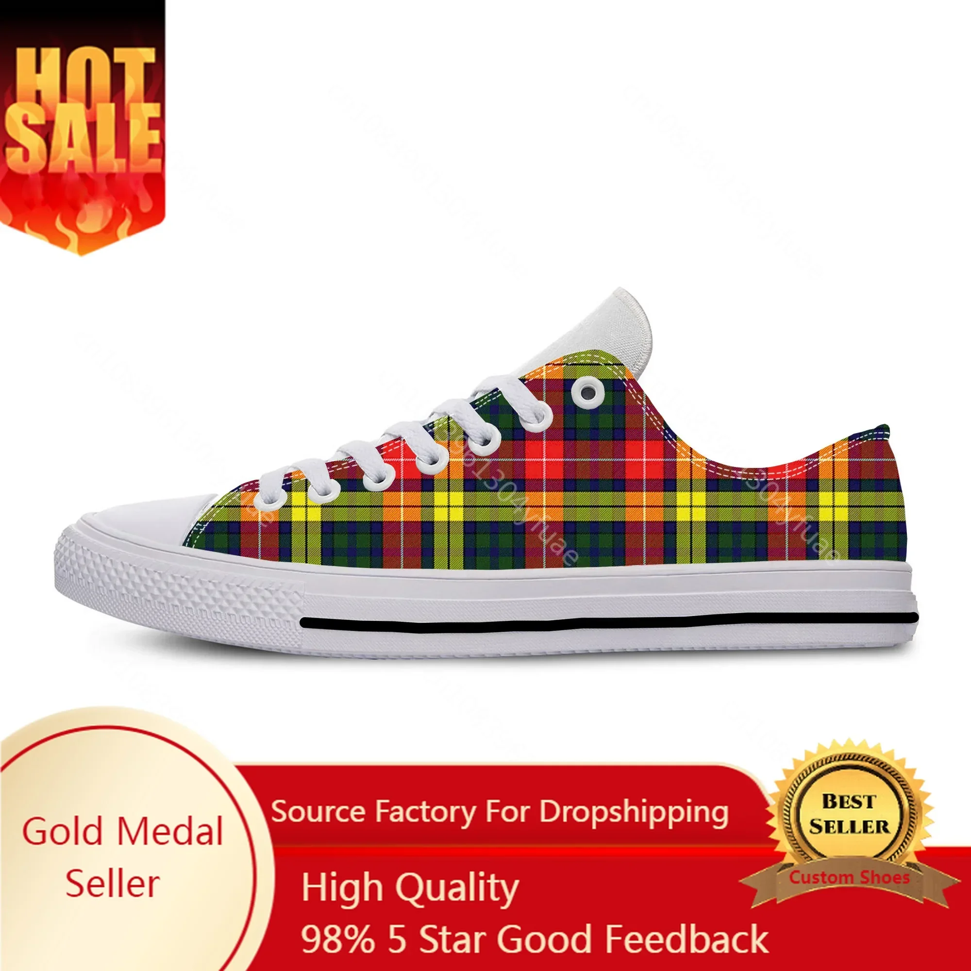 

Hot Scottish Clan Buchanan Tartan Plaid Funny Casual Shoes Low Top Breathable Board Shoes Lightweight Men Women Summer Sneakers