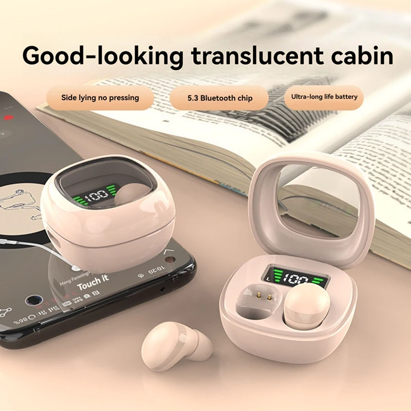 Wireless Invisible Earbuds Headphones With Digital Display Mini Side Sleep Comfortable Bluetooth Earphones