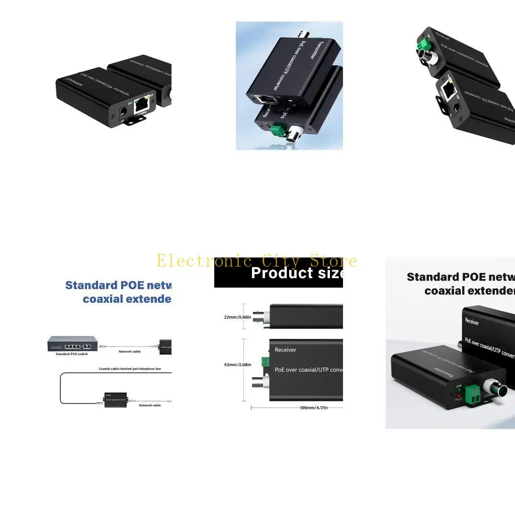 

Metal Networking Extender Coaxial Video Line Digital Networking Ethernet POE Coaxial HU8D
