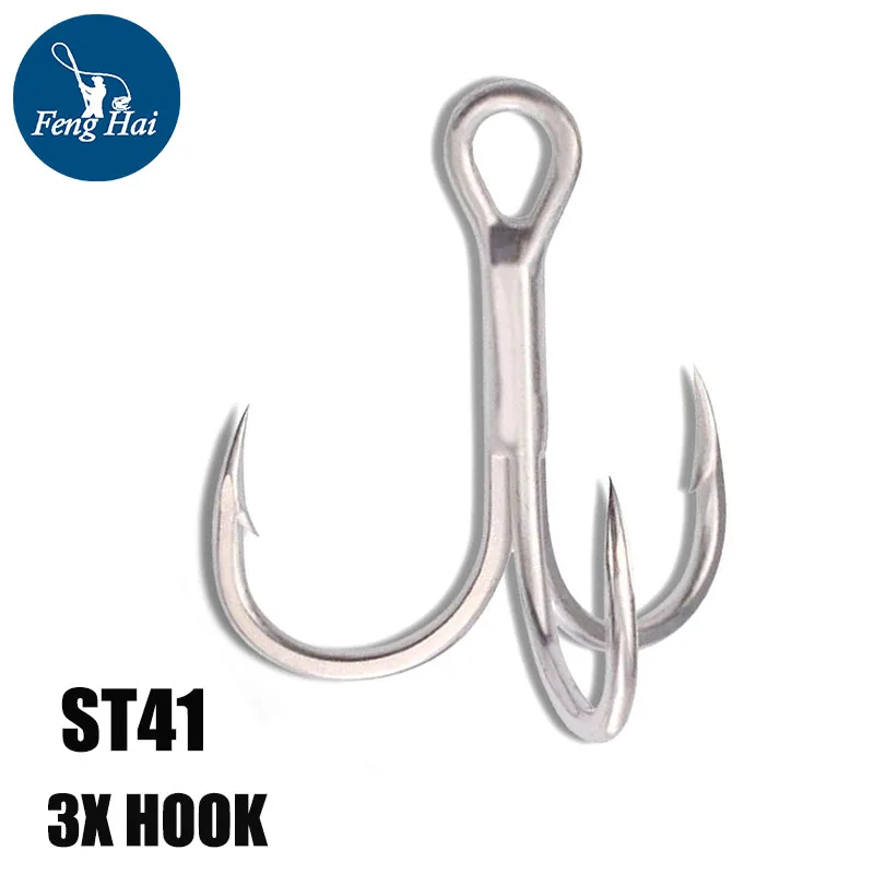 

Sea Fishing Triple Hooks ST41 Series Barbed Blood Groove Triple Anchor Hooks 3X Reinforced High Carbon Steel Trible Claw Hooks