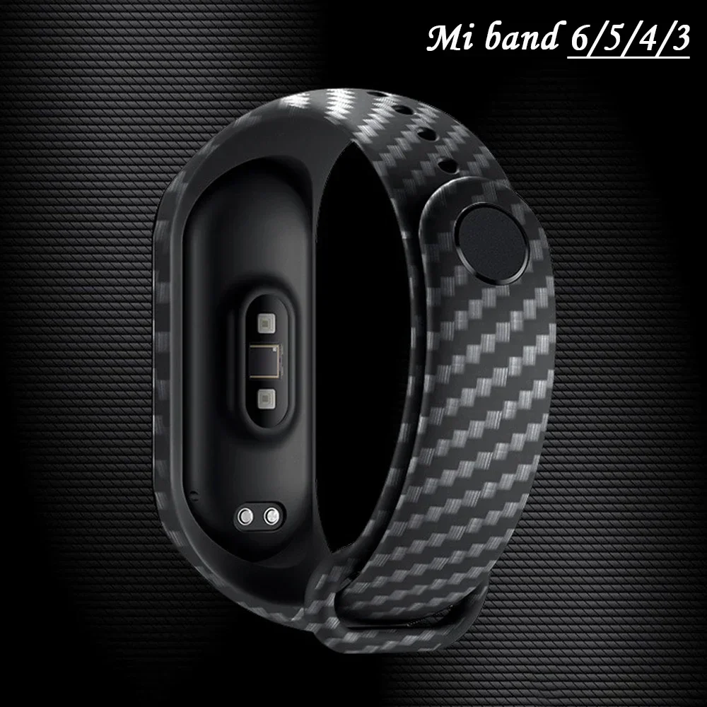 For Xiaomi Mi Band 7 Carbon fiber strap nfc Wristband smartwatch MIband 5 silicone bracelet correa Mi Band 4 5 3 6 accessories