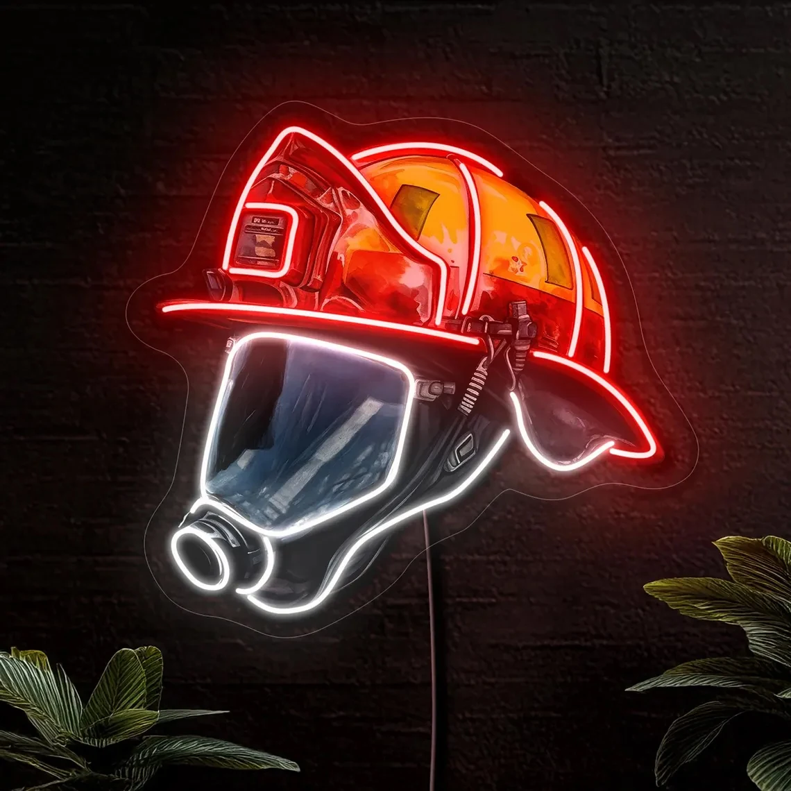 Firefighter Helmet Neon Sign Firefighter Sign Firefighter Gift Firefighter Art Decor Fire Station Decor