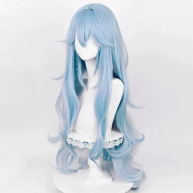 Anime EVA 100cm Long Ayanami Rei Cosplay Wig Cyan Blue Curly Hair Heat Resistant Halloween Party Prop Accessories High Quality