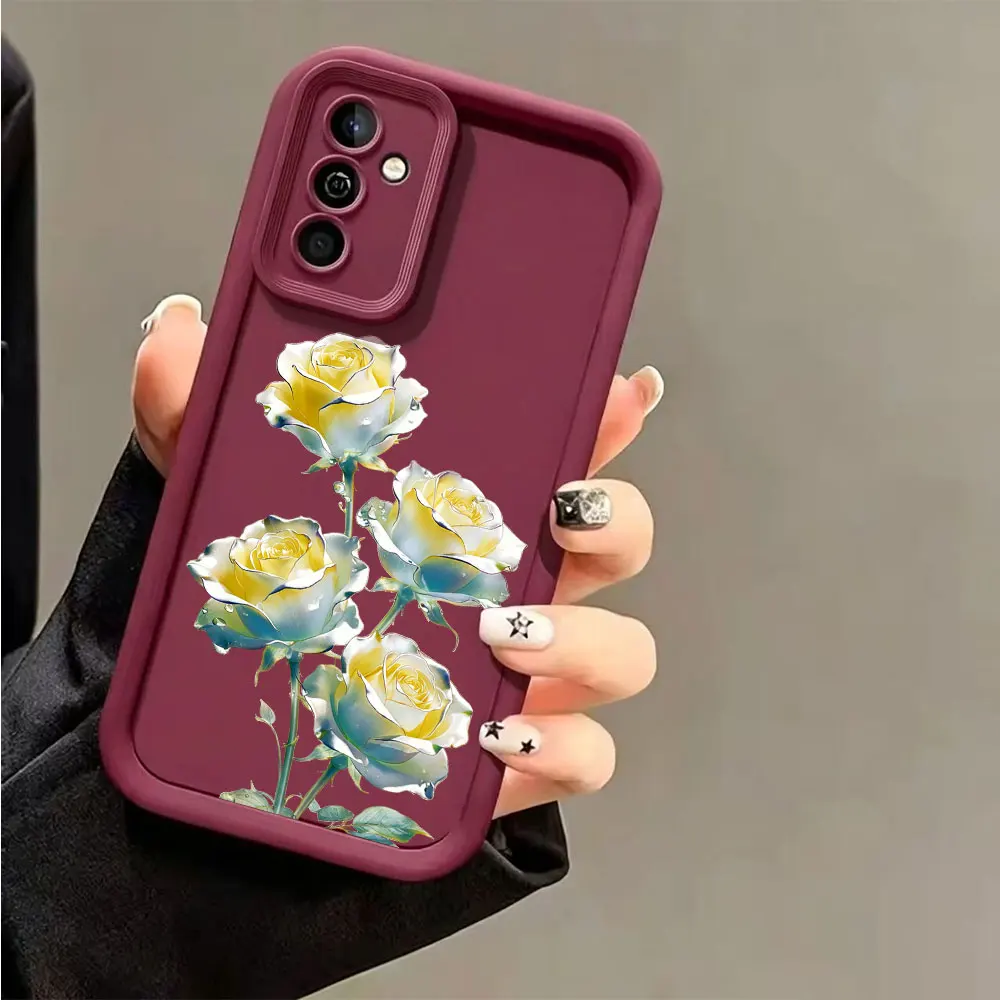 Silicone Beauty Rose Flower Pattern Case For Samsung Galaxy A73 A72 A71 A56 A55 A54 A53 A52 A52s A50 A50s 5G 4G  Soft TPU Cover view 2