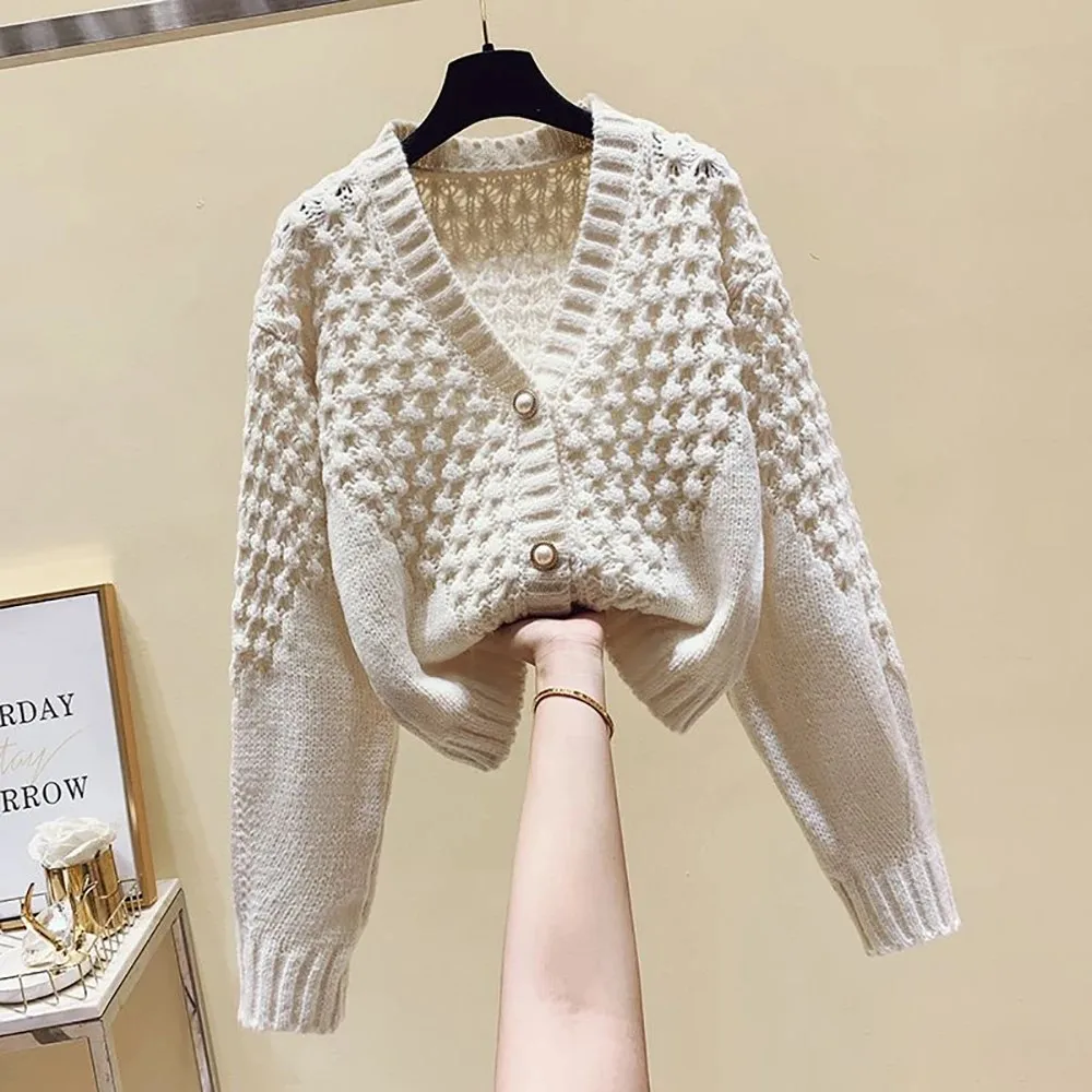 2024 Spring N Sweater Cardigans Slim Elastic Woman Top Clothes Knitted Korean V-Neck Long Sleeve Elegance Hot Sweet Casual Young