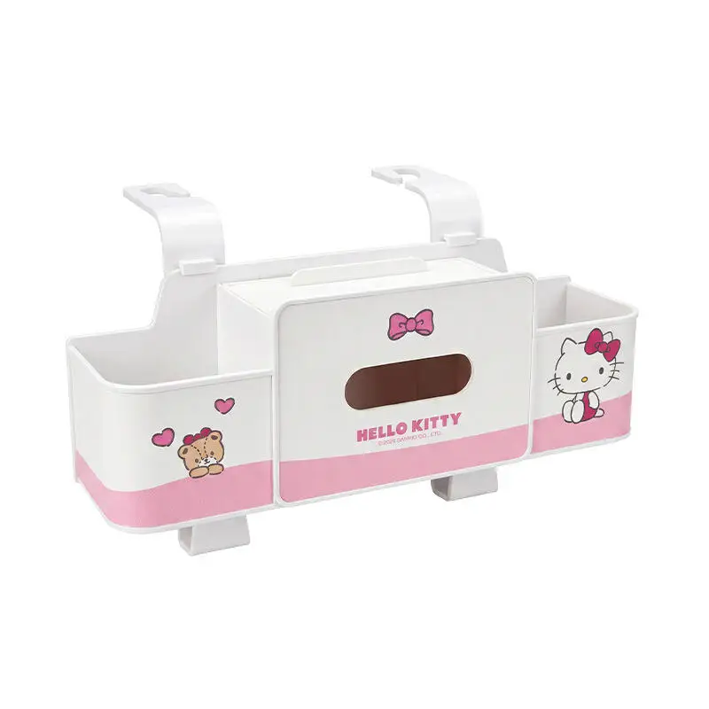 Genuine Sanrio Car Storage Box Hello Kitty Tissue Box Car Seat Back Storage Box Multi-Functional Water Cup Holder Placement Box view 6