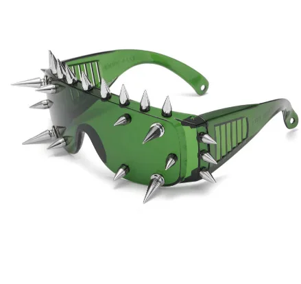 Steampunk Y2K إطار كبير مسمار برشام النظارات الشمسية النساء للرجال خمر الشرير العلامة التجارية الفاخرة مصمم نظارات شمسية الاتجاه قطعة واحدة الظل