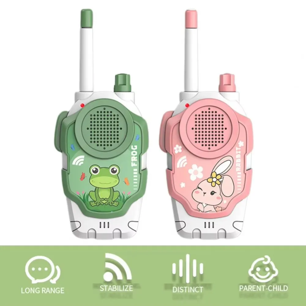 2Pcs Wireless Kids Walkie Talkie Toys Rabbit & Frog Cartoon Mini Handheld Walkie Talkie No Radiation Portable