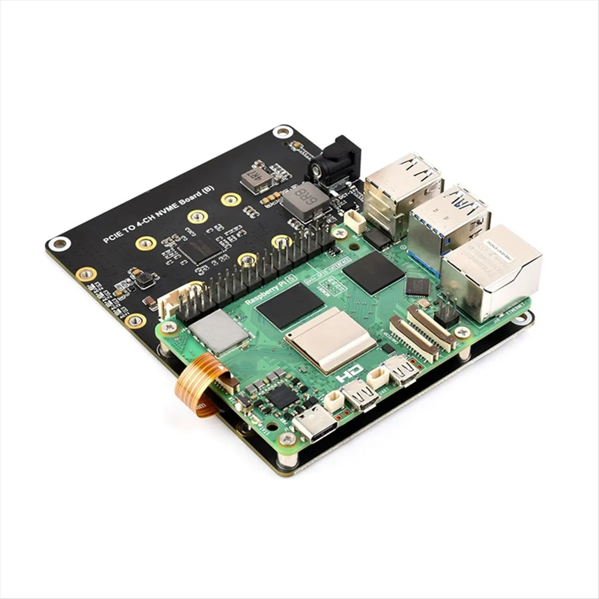 ⚡-super-sale for-raspberry-pi-5-pcie-to-4-ch-m2-nvme-ssd-adapter-board-compatible-with-2280-2260-2242-2230-m2-hard-drives-for