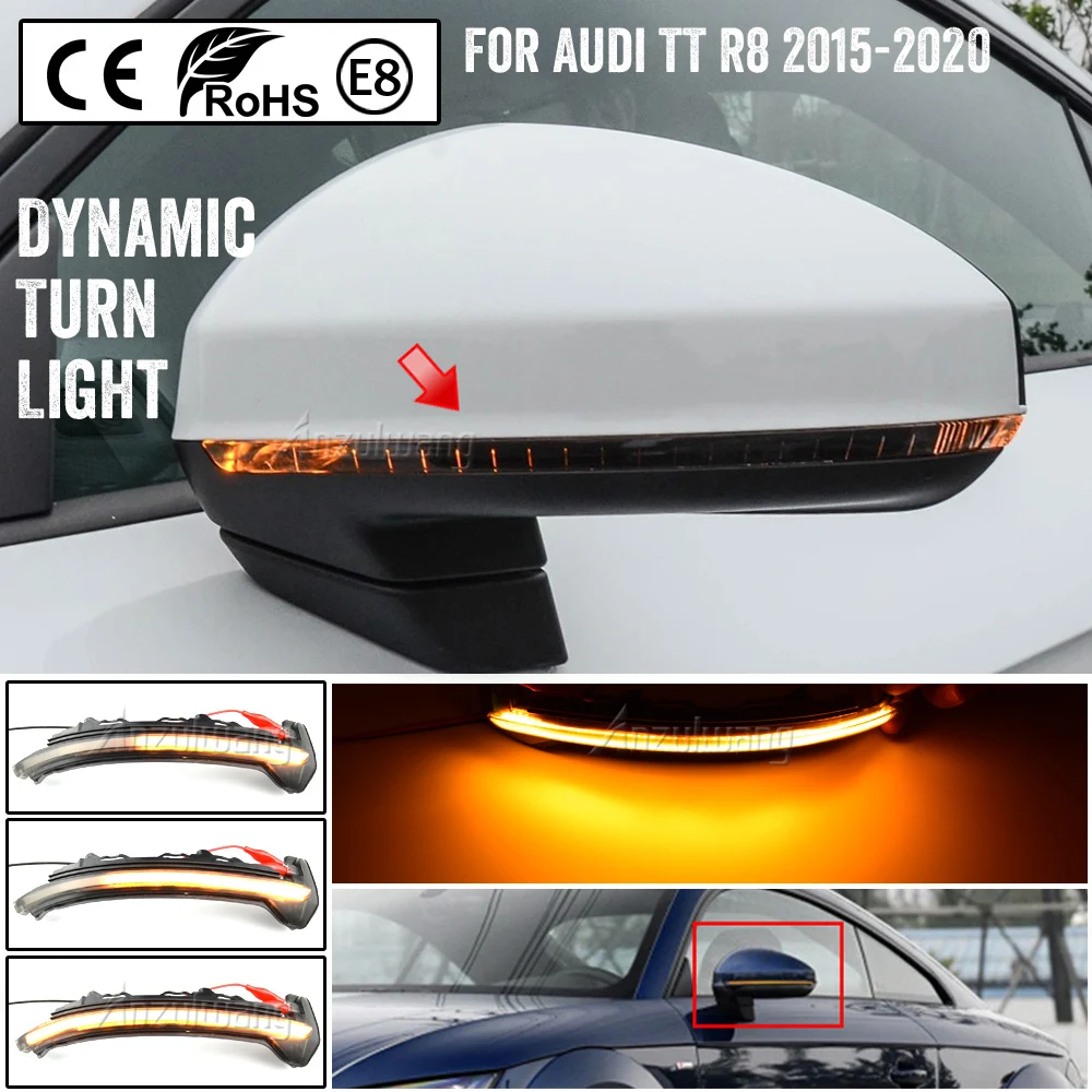 

LED Dynamic Turn Signal Lights For Audi TT TTS TTRS S 2015-2020 R8 2016-2018 Sequential Side Mirror Indicator Flasher