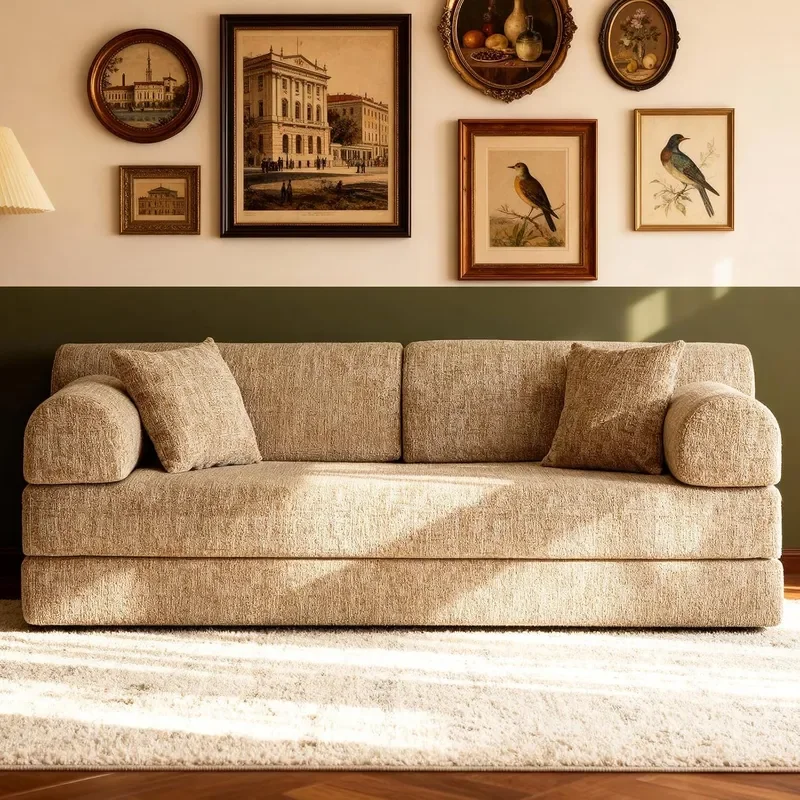 4-in-1 Folding Convertible Sofa Bed 78 Oversized Loveseat Sleeper with Pull Out Bed Corduroy Upholstered Boneless Apartment