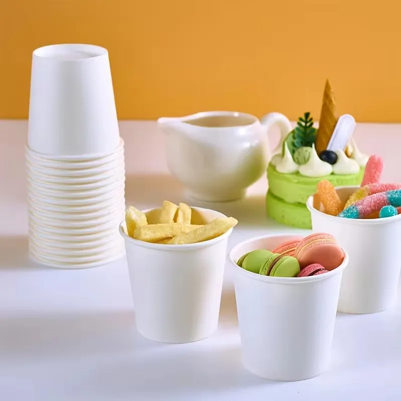 50/100PCS Disposable Small Paper Cups Perfect for Office Coffee Shops Restaurant  Picnic Tasting Juice Coffee Hot Cold Beverage