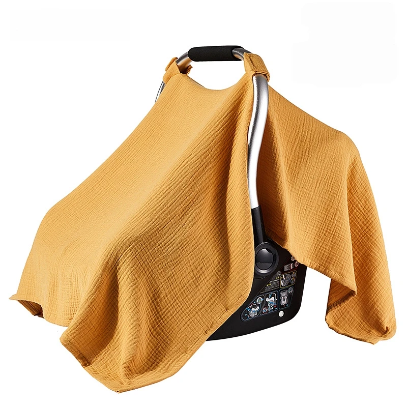 

1pc 120cmx85CM 100% Cotton Crinkle Baby Carrier Cover Muslin Cloth Stroller Sunshade Cover Blanket Multi Purpose Blanket
