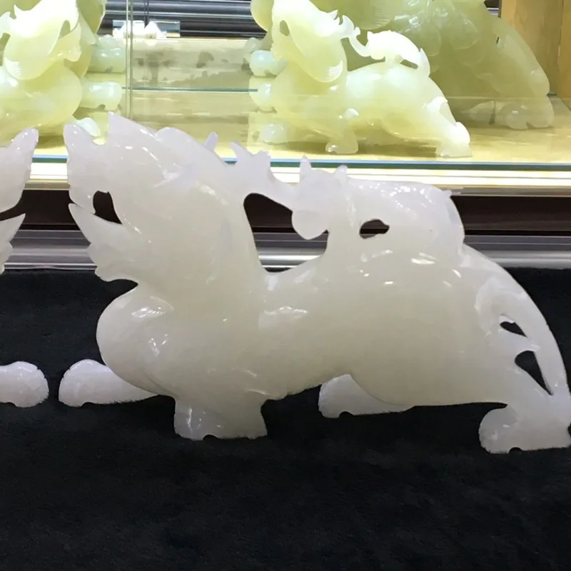 Afghan white jade Pixiu ornament home gift for opening business, home decoration, company jade gift ornament