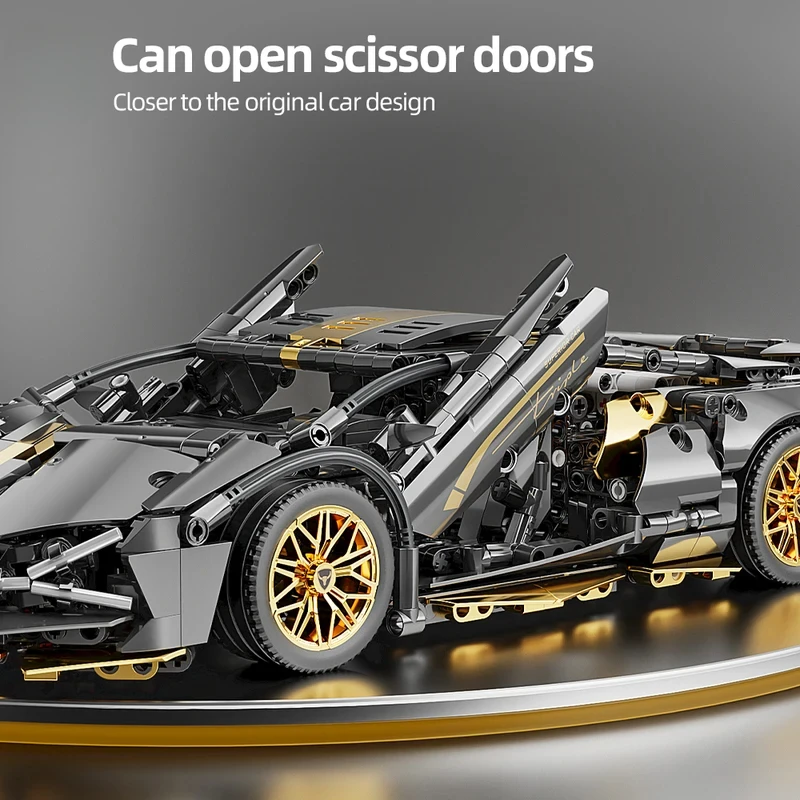 1280PCS กีฬารถบล็อกอาคารของเล่น 1:14 MOC Building ชุดรถแข่งรุ่น Super Cars เช่นของขวัญวันเกิดสําหรับชายและผู้ใหญ่