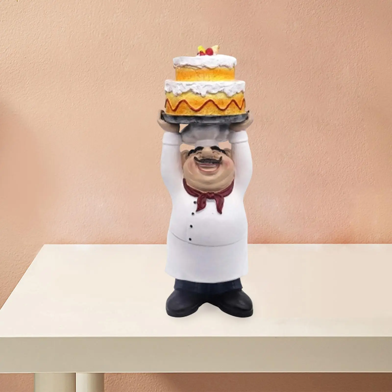 

Chef Statue Cook Figure Collectible Resin Modern Tabletop Ornament Sculpture for Living Room Fireplace Bar Bakery Home Decor