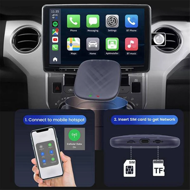 Android 13 Carplay Tv Box QCM6125 8-Cores Wireless Carplay/Android Auto Support Youtube Netflix FOTA Upgrade Wifi BLE