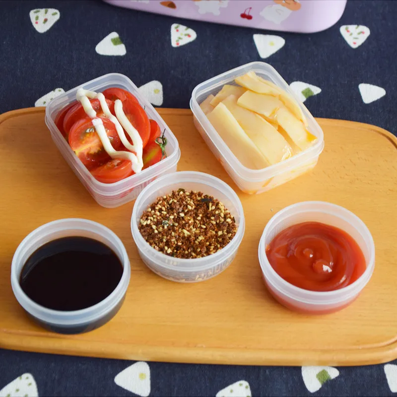 

Удобные портативные контейнеры для соуса и салатов, 4 прямоугольные пластиковые коробки для хранения для домашнего использования