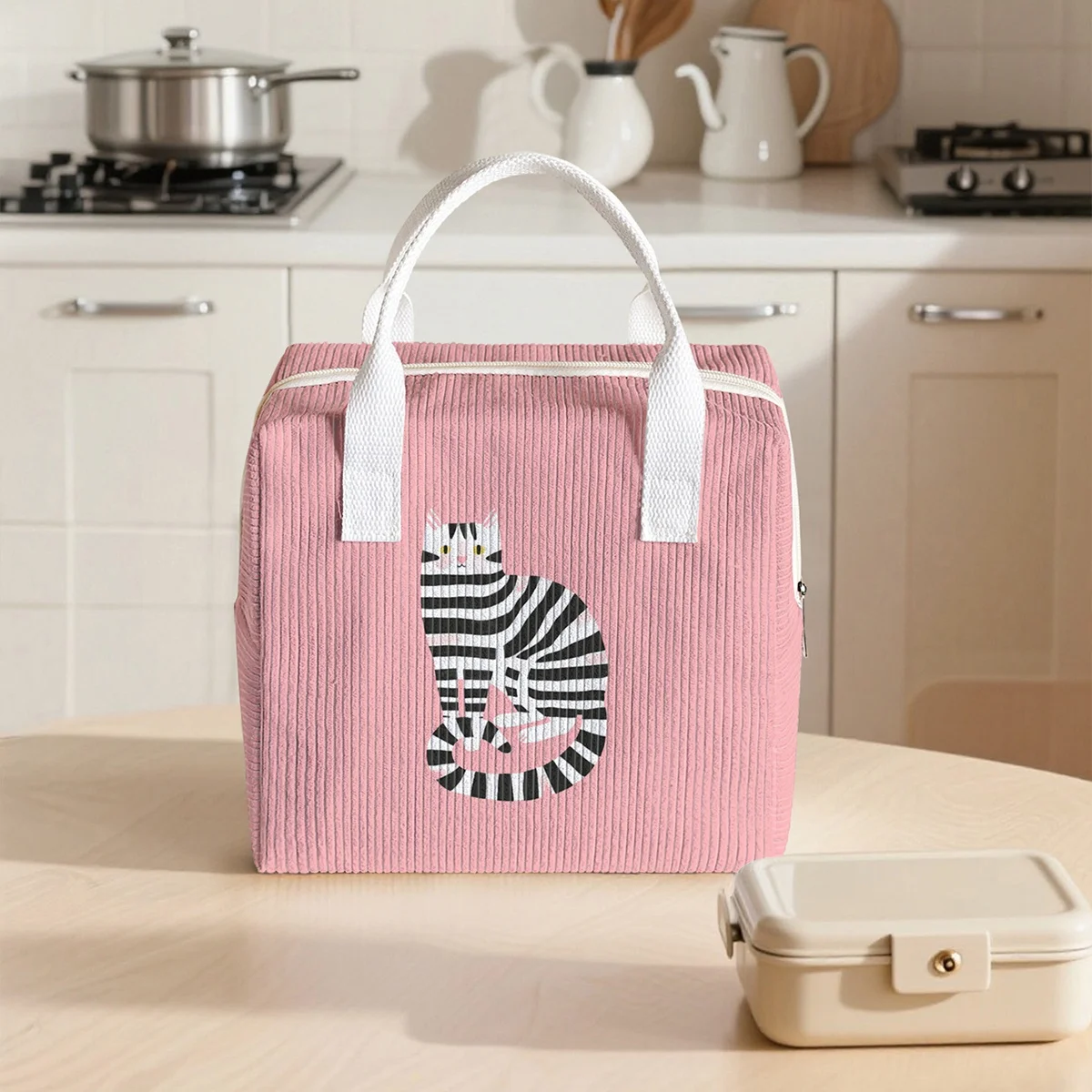 

Вельветовая термосумка большой вместимости с внутренним слоем из алюминиевой фольги, многоразовая портативная сумка-холодильник для ланча и бенто для студентов