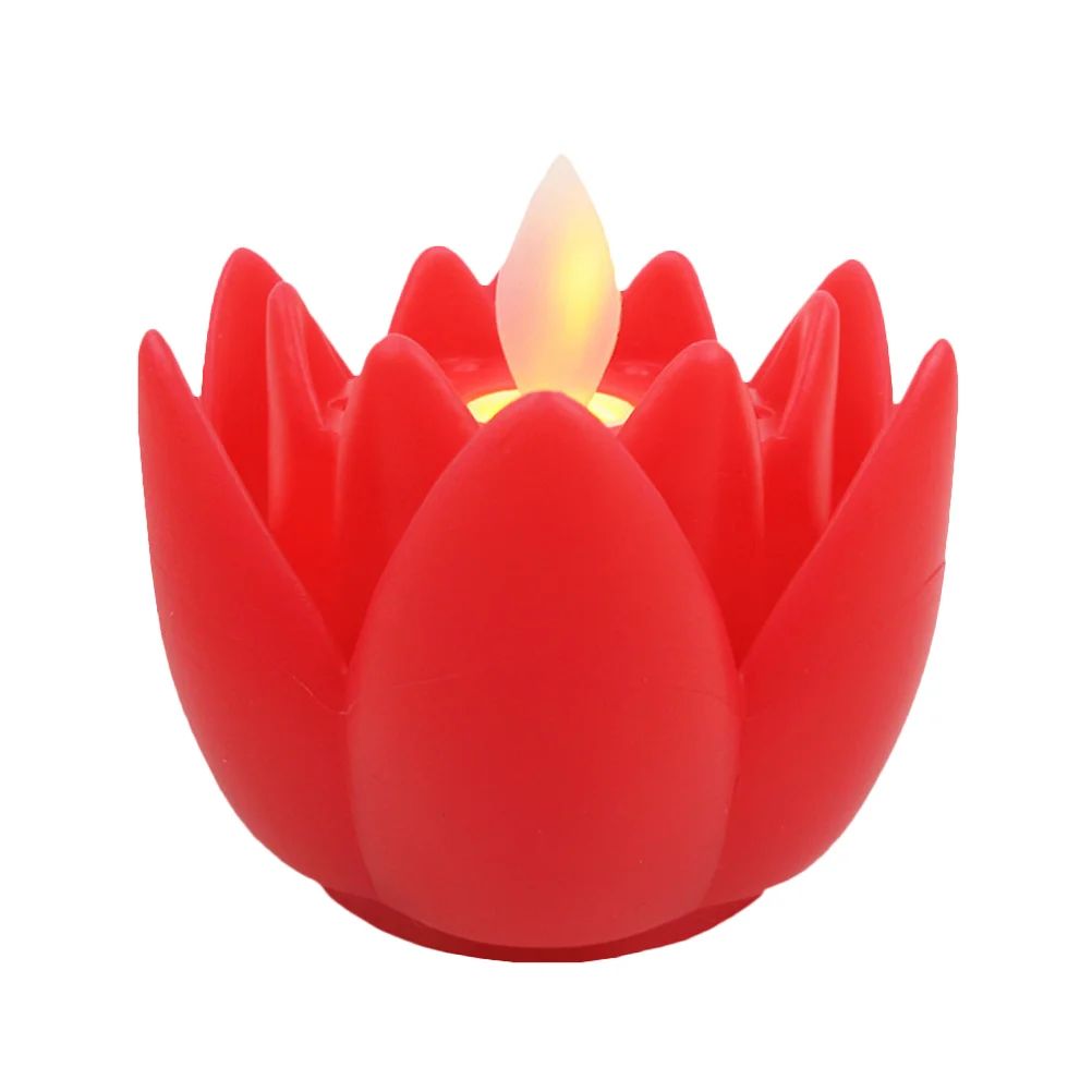 Lotus Lamp Candles LED Pond Light Pool Garden Decor Household Blessing Flower Night Child