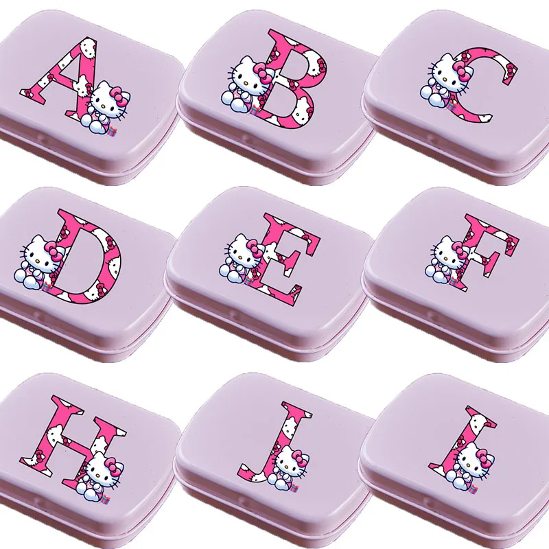

Изысканная студенческая железная коробка Hello Kitty Kawaii, студенческая коробка конфет с буквами, портативная коробка для хранения таблеток, портативные дорожные ювелирные изделия, серьги-гвоздики, подарок