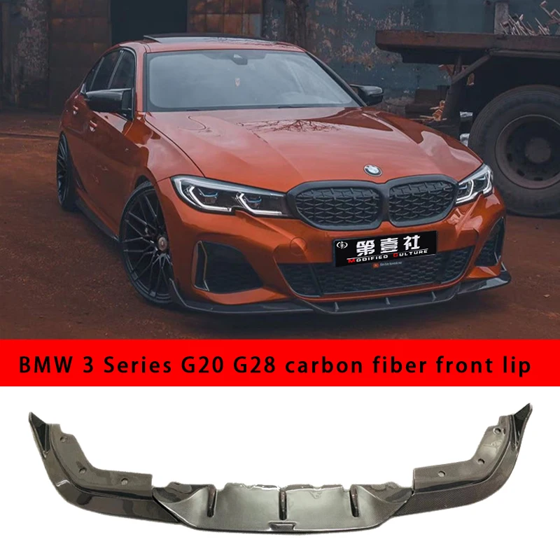 

High quality 3K carbon fiber front lip suitable for BMW 3 Series G20 G28 modified black warrior kit front bumper JDM front lip