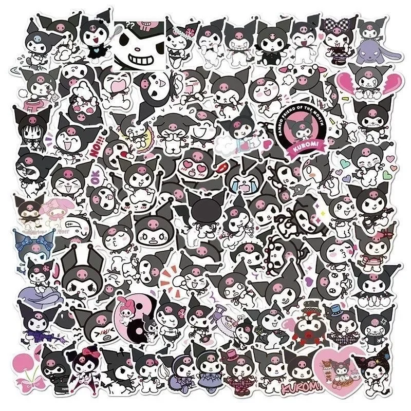 100pcs Kawaii My Melody Kuromi Hello Kitty Stickers for Kids Girls DIY Laptop Phone Diary Cute Cartoon Sanrio Sticker Decals