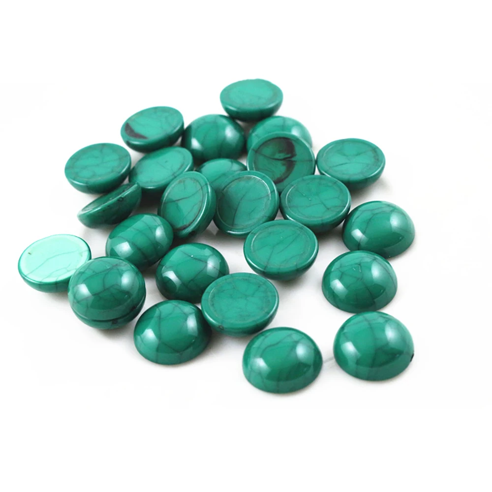 

New Fashion 40pcs 12mm Green Color Flat Back Resin Cabochons Cameo G5-26