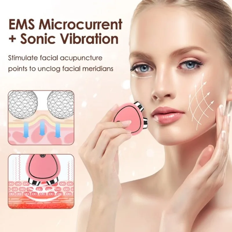 휴대용 전기 페이스 리프트 롤러 마사지기 EMS 미세 전류 음파 진동 페이셜 리프팅 스킨 타이트닝 마사지 미용 기기