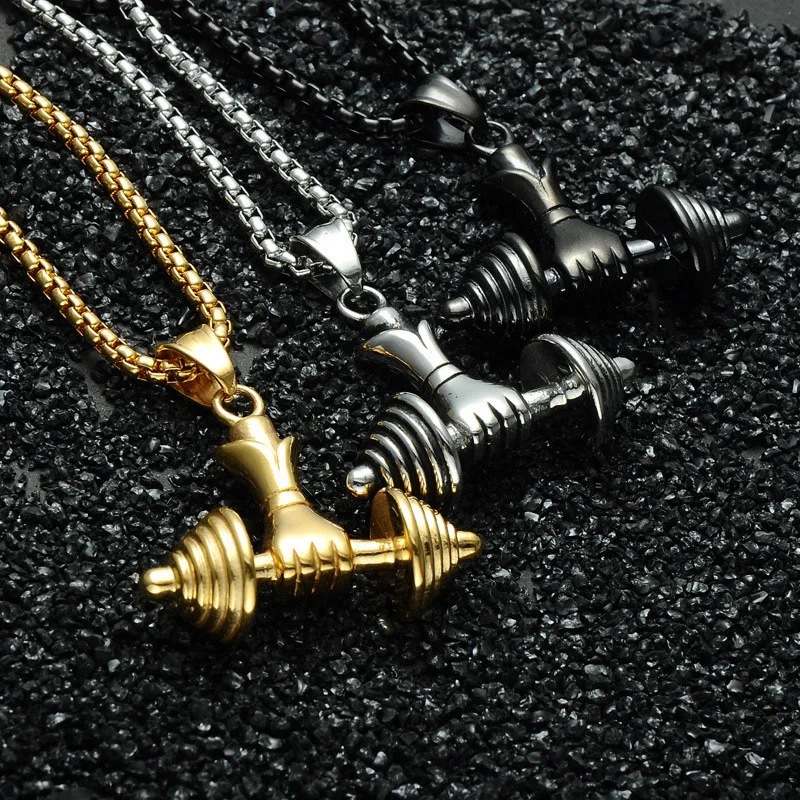 الحديد قلادة رجالي قلادة الفولاذ المقاوم للصدأ اللياقة البدنية الجملة الرياضة نمط الذكور الاكسسوارات هدية للرجال اللياقة البدنية الرجال S494