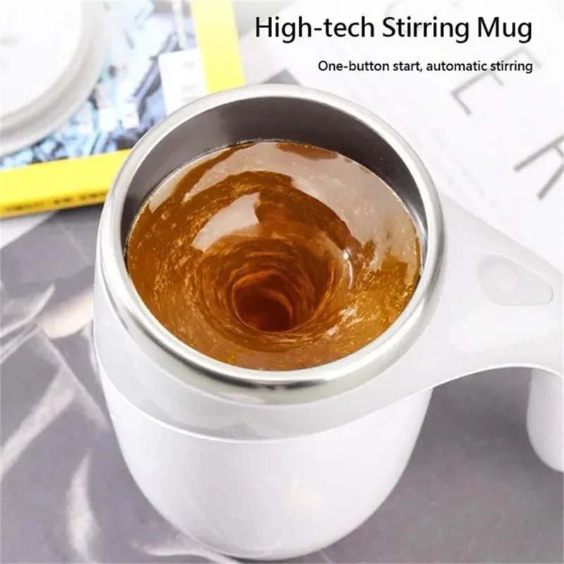 380ml Automatic Self Stirring Mug Coffee Milk Fruits Mixing Cup Electric Stainless Steel Lazy Rotating Mug Magnetic Stirring Cup