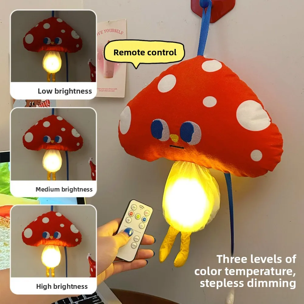Mushroom Night Light Dopamine-Inspired Ambient Lamp Hanging Decor Light for Kids Bedroom Sleep Companion Bedside Pendant Light