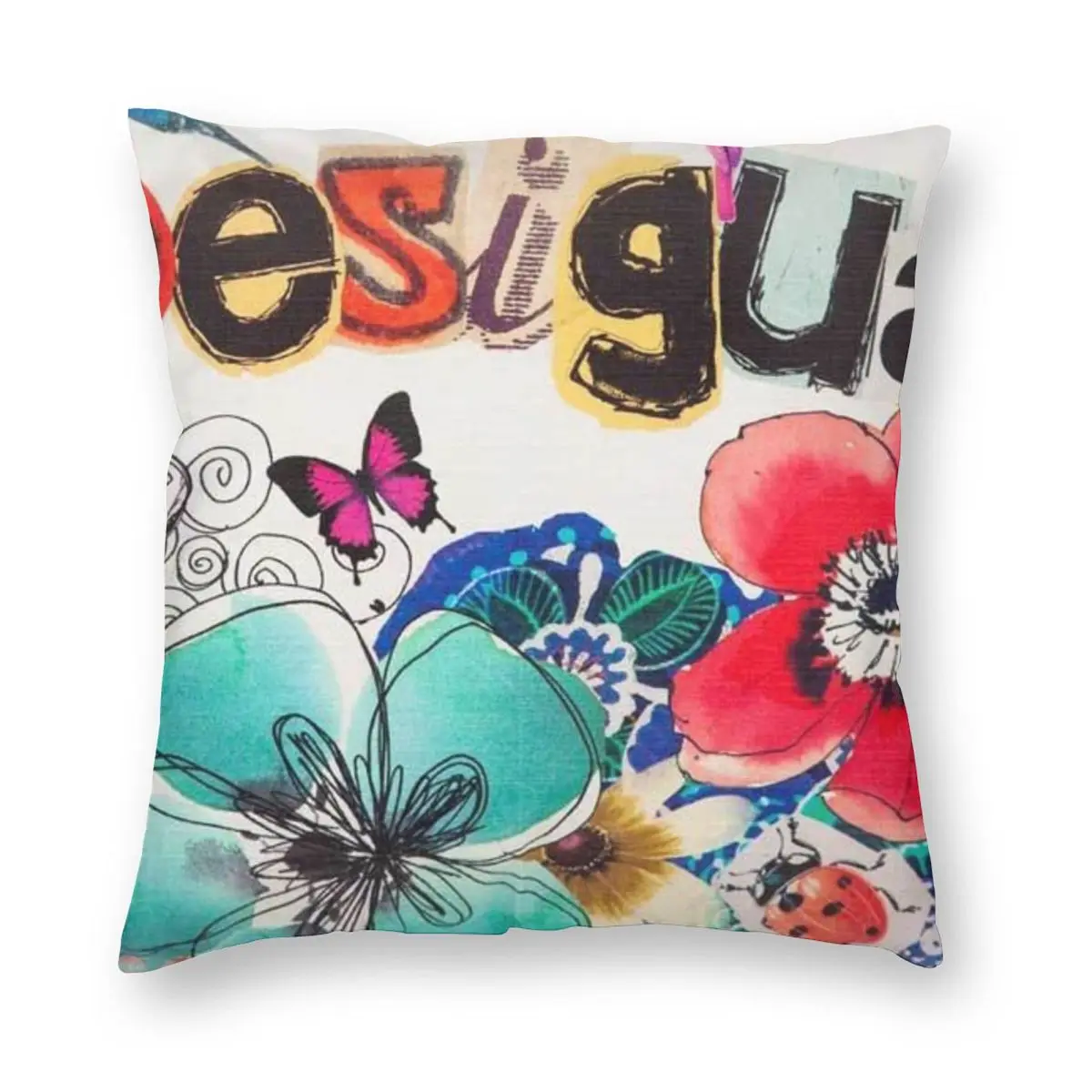 Desigual Custom Pillowcase Polyester Linen  Printed Zip Decor Throw Pillow Case Home Cushion Cover