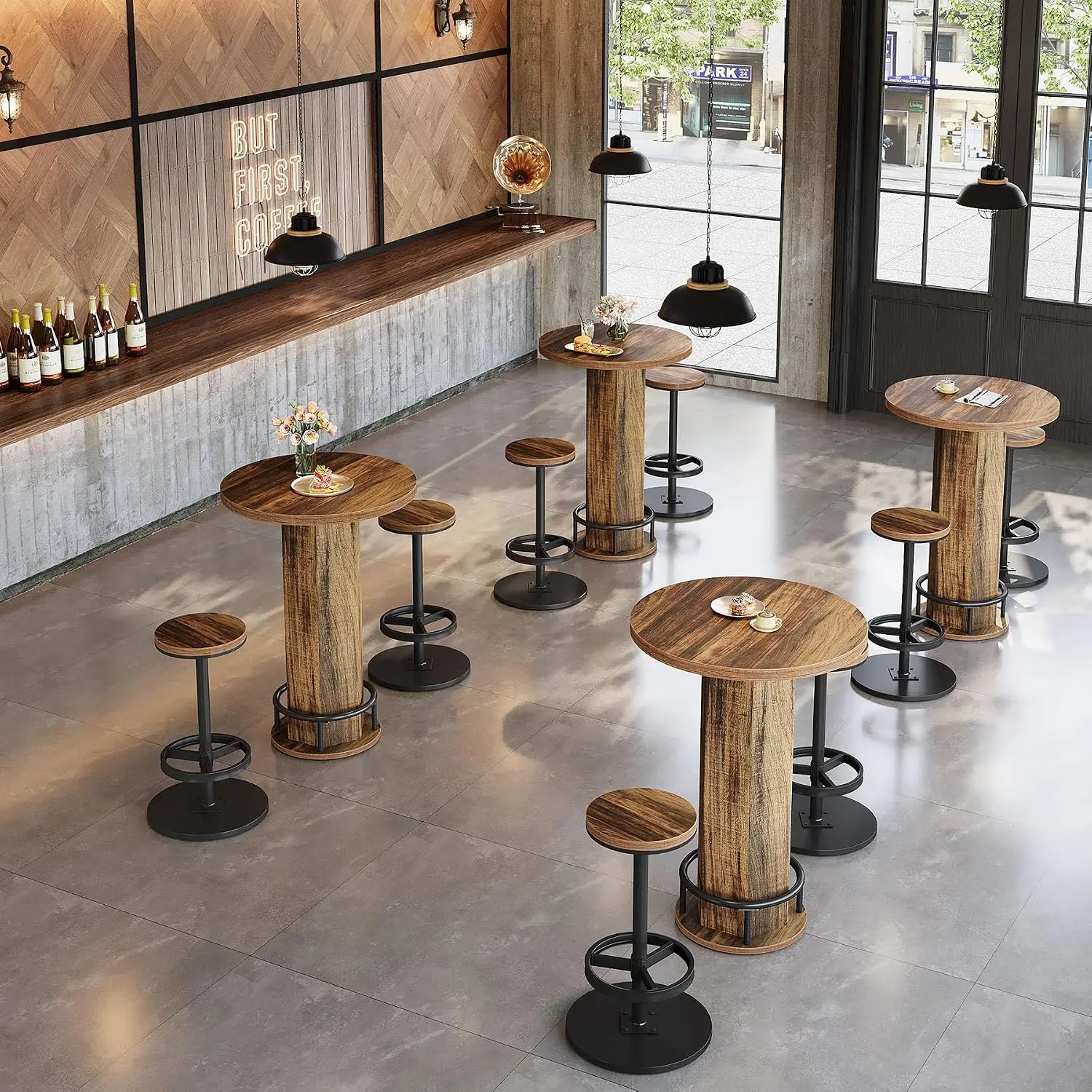 Round Commercial Dining Table Set of 4, 23.6