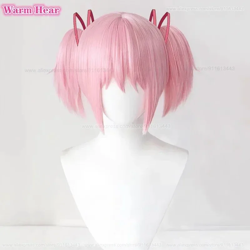 

Kaname Madoka синтетические короткие 30 см розовые двойные хвостики косплей аниме парик термостойкие волосы Хэллоуин вечерние женские парики