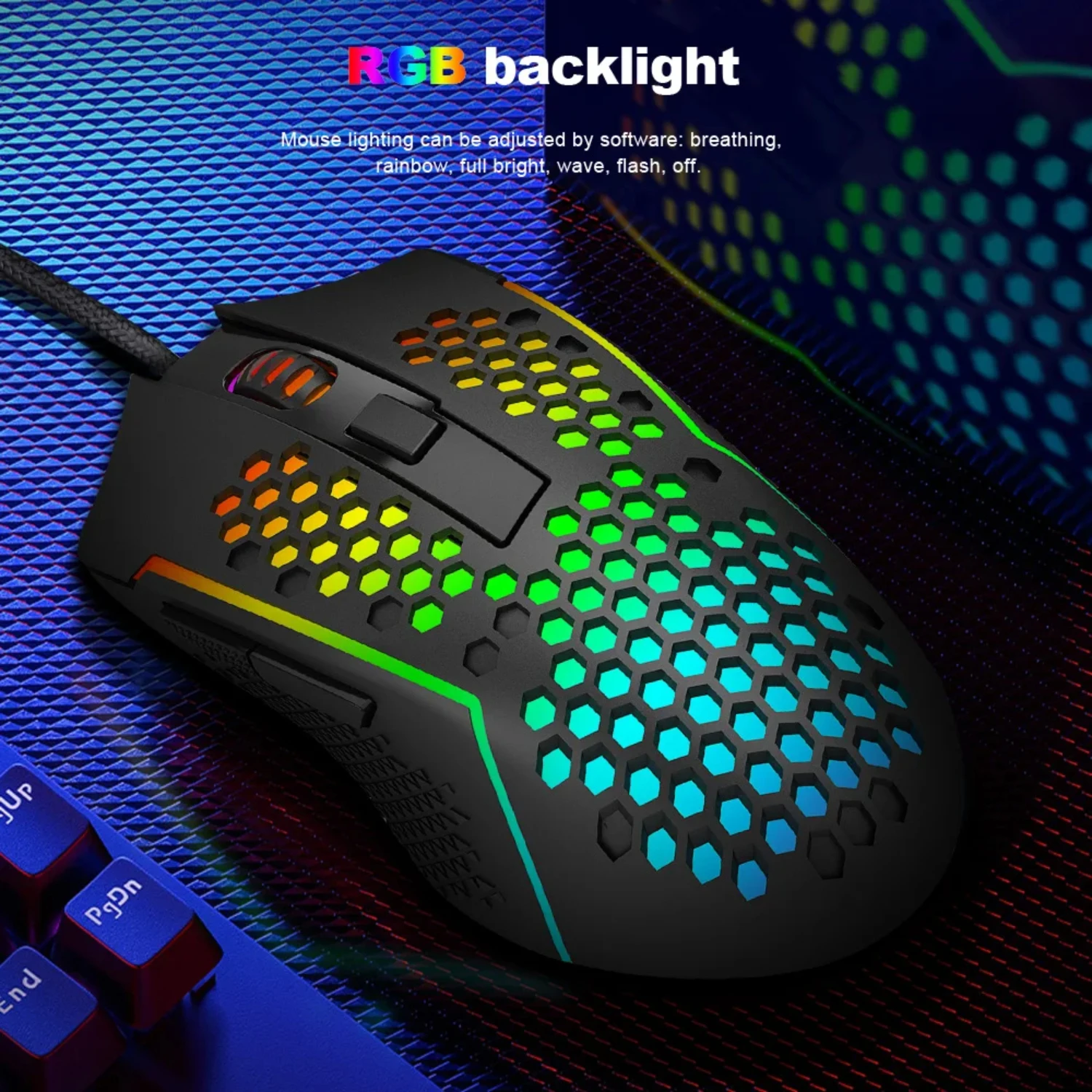 Reaping M987-K USB wired Lightweight RGB Gaming Mouse 12400DPI programmable Ultralight Honeycomb game mice PC computer